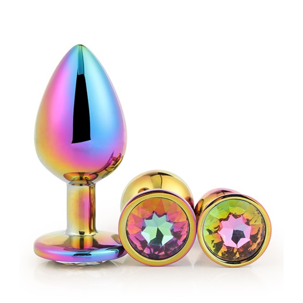 Набор анальных пробок Dreamtoys Multicolour со стразами, разноцветный, 3 шт (41706), zoom