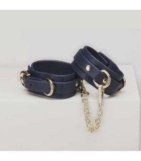 Наручники из экокожи, с металлической фурнитурой, синие - No Taboo