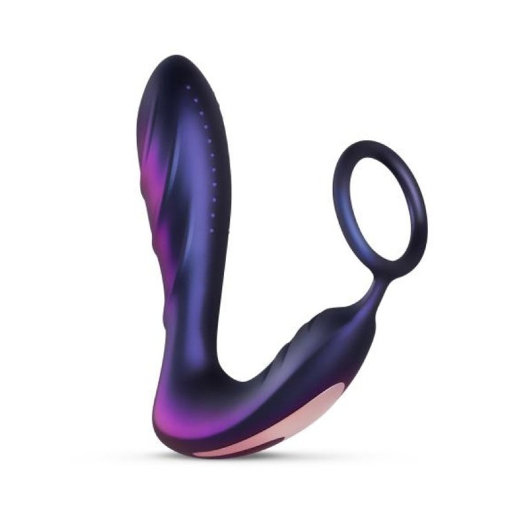 Масажер простати Hueman з кільцем для члена, фіолетовий, 14.3 см х 3.6 (40152), zoom