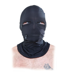 Маска FETISH на всю голову, с замками-молниями, черная - No Taboo