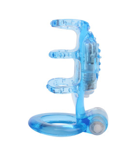 Насадка на член из колец с вибрацией, голубая, 8 х 3 см - No Taboo