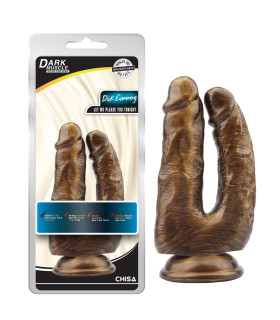 Фалоімітатор подвійний реалістичний на присосці Chisa, золотий, 18 х 3.5 см і 16.5 х 3 см - No Taboo