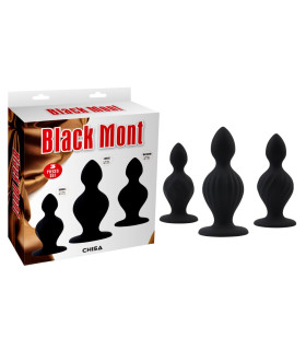 Набор больших анальных пробок Chisa The Ripples Anal Trainer Kit рельефные, черные - No Taboo