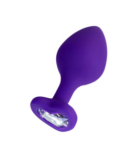 Анальная пробка с камнем в форме сердца, фиолетовая, 8 х 3 см - No Taboo