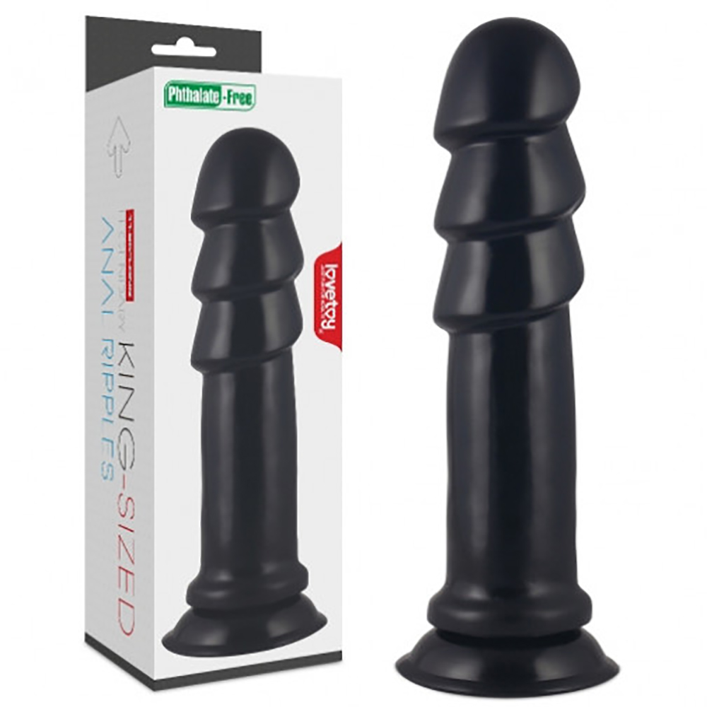 Анальная пробка для фистинга гигантская Lovetoy рельефная черная, 27 х 6 см (42978), zoom