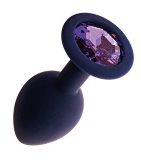 Анальная пробка, L , с кристаллом фиолетовая, 9.4 х 4.3 см - No Taboo