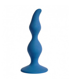 Анальная пробка волнистая из силикона синяя, 12.5 см х 3 см - No Taboo