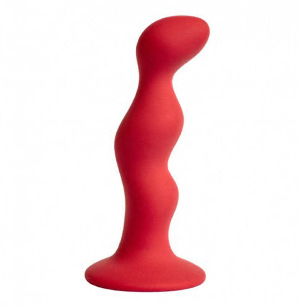Анальная пробка волнистая на присоске красная, 12 х 2.5 см (43219), zoom