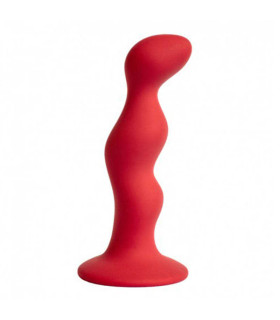 Анальная пробка волнистая на присоске красная, 12 х 2.5 см - No Taboo
