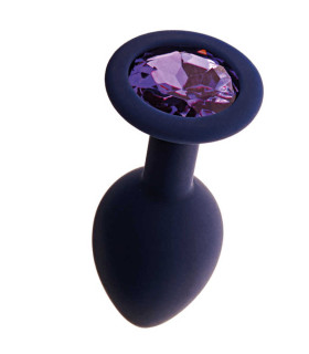 Анальна пробка із кристалом фіолетова, 8.1 х 3.5 см, М - No Taboo