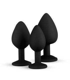 Анальная пробка, L, с камнем EasyToys черная, 9.3 х 4 см - No Taboo