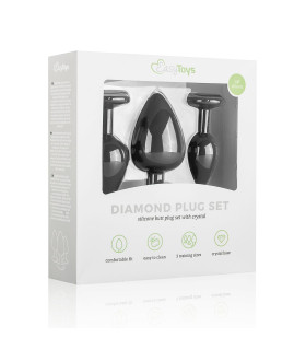 Анальна пробка з каменем EasyToys чорна, 7 х 2.7 см, S - No Taboo