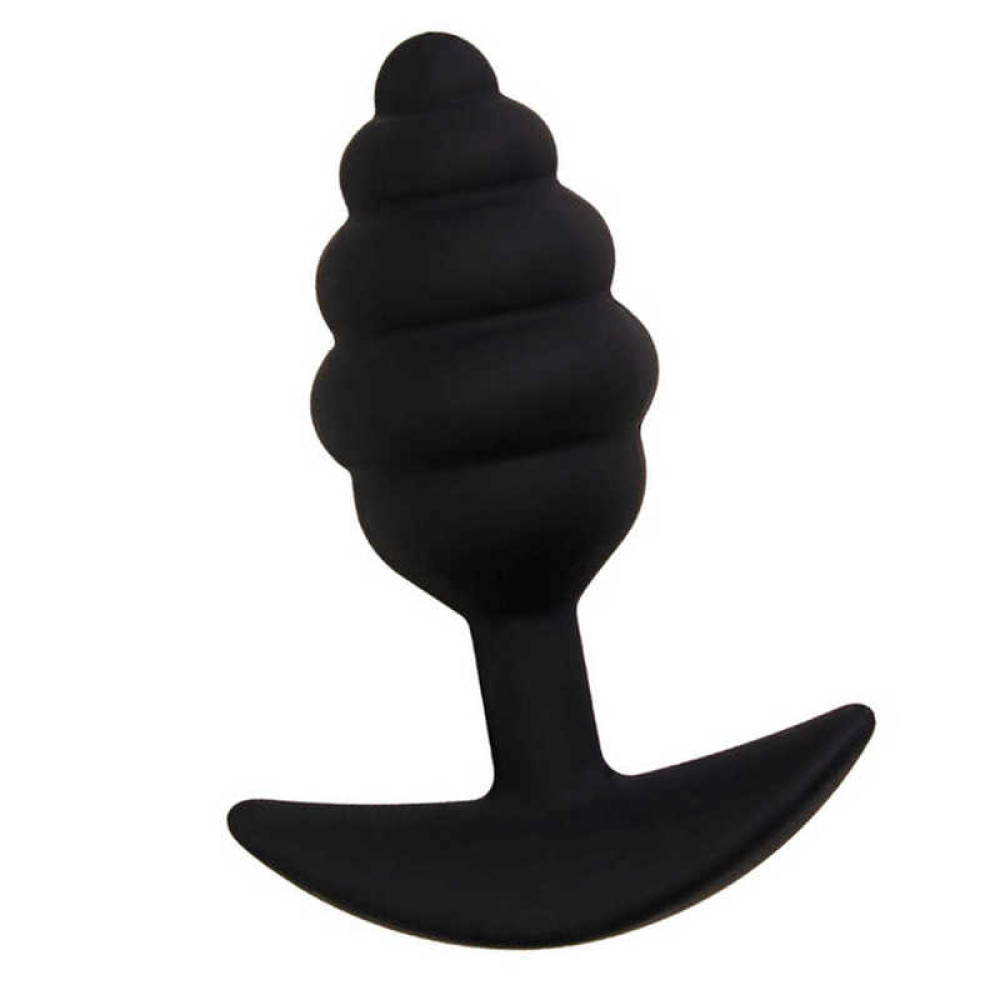 Анальная пробка рельефная черная, 11 х 4.3 см, L (43224), zoom