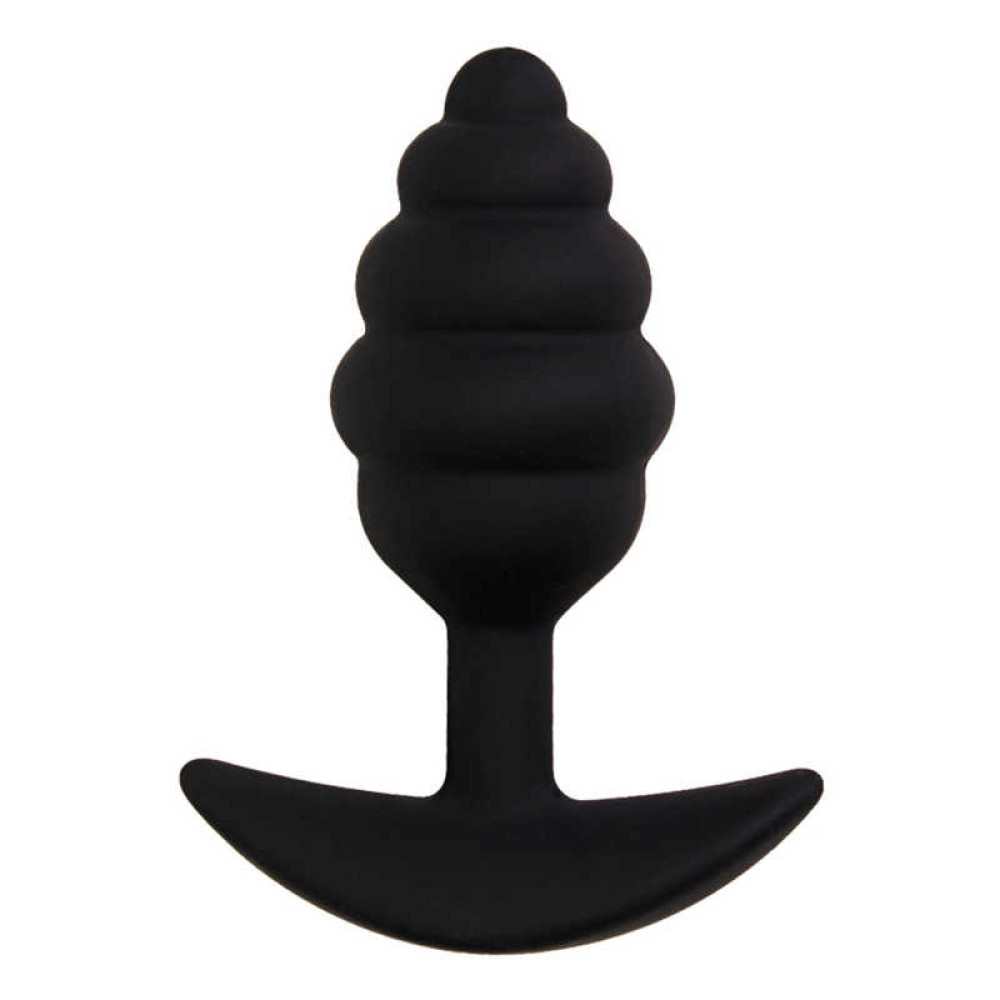 Анальная пробка рельефная черная, 7.5 х 2.7 см, S (43222), zoom
