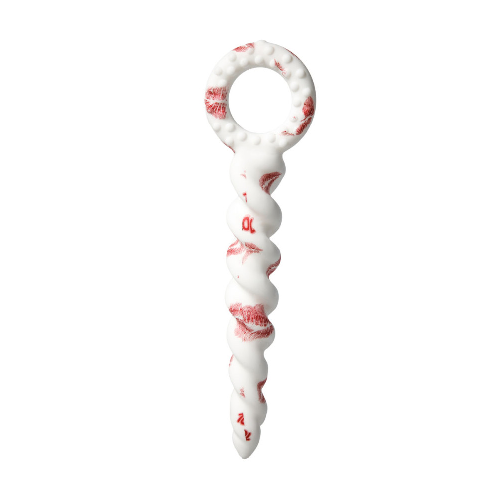 Анальная елочка дизайнерская спиральная, белая, 21.5 х 2.7 см (43260), zoom