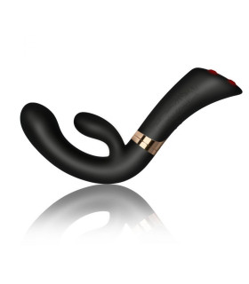 Вибратор-кролик Rocks-Off с длинной рукоятью, с подсветкой, черный, 25 х 3.8 см - No Taboo