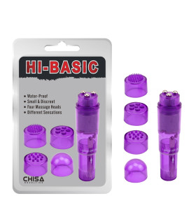 Вибратор для клитора Chisa с насадками, фиолетовый, 10 х 2.5 см - No Taboo
