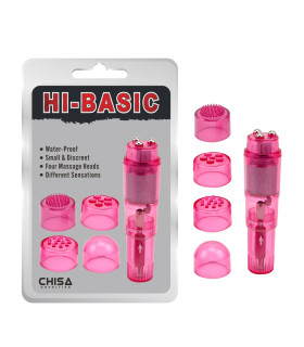 Вибратор для клитора Chisa с насадками, розовый, 10 х 2.5 см - No Taboo