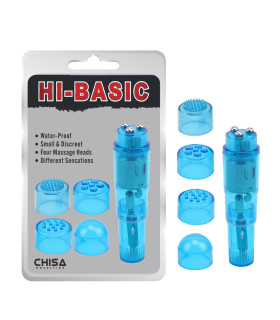 Вибратор для клитора Chisa с насадками, голубой, 10 х 2.5 см - No Taboo