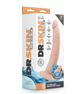 Фаллоимитатор самосмазывающийся Blush Dr. Skin на присоске, бежевый, 19 х 3.8 см - No Taboo