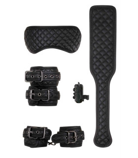 Набор для БДСМ Adam & Eve из 4 предметов с вибратором на палец в подарок, черный - No Taboo