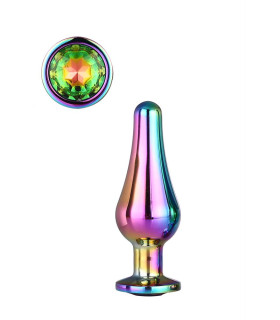 Анальная пробка, S, конической формы Dream Toys со стразом, радужная - No Taboo