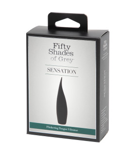 Вибратор для клитора Fifty Shades of Grey Sensation с подвижным язычком, черный, 11.2 х 3.1 см - No Taboo
