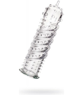 Насадка на член із закрученим рельєфом прозора, 15.3 х 3 см - No Taboo