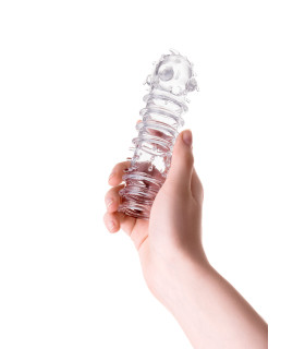 Насадка на член рельєфна із закритою головкою прозора, 15.3 х 3.5 см - No Taboo