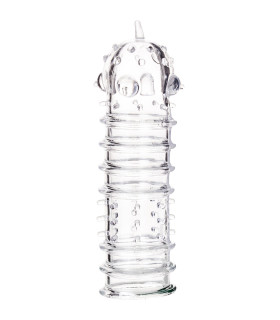 Насадка на член рельєфна із закритою головкою прозора, 15.3 х 3.5 см - No Taboo