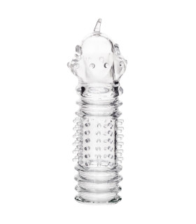 Насадка на член рельєфна із закритою голівкою, прозора, 15.3 х 3 см - No Taboo