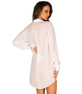 Сексуальний халат-сорочка Obsessive напівпрозорий, білий, M/L - No Taboo