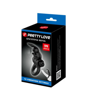 Эрекционное вибро-кольцо с клиторальной стимуляцией Pretty Love черное, 9.2 х 4.4 см - No Taboo