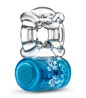 Эрекционное вибро-кольцо с рельефом Blush прозрачно-голубое, 5.7 х 3.8 см - No Taboo