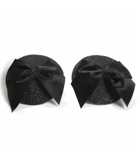 Пестисы блестящие с бантиками Bijoux Indiscrets черные - No Taboo