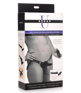 Страпон с двумя фаллоимитаторами с вибрацией XR Brands с дистанционным пультом, черный, 14 х 3.5 см - No Taboo