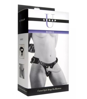 Трусики для страпону з корсетною шнурівкою позаду XR Brands чорні, OS - No Taboo