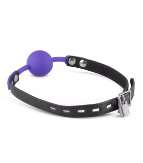 Кляп-кулька із замком на ключ XOXO фіолетовий, 3.9 см - No Taboo