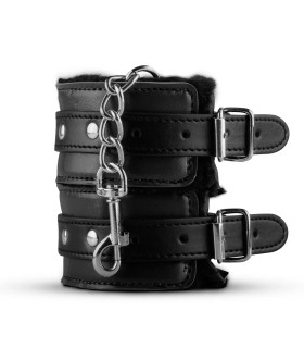 Поножи с мехом внутри Whipped с цепочкой, черные - No Taboo