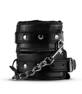 Поножи с мехом внутри Whipped с цепочкой, черные - No Taboo