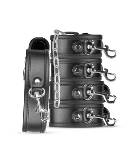 Набор для бондажа Whipped из кожи, с цепью, черный - No Taboo