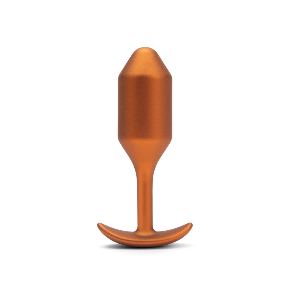 Анальная пробка с утяжелением размер M, B-Vibe Snug Plug 2, оранжевая, 10.5 х 3 см (53826), zoom