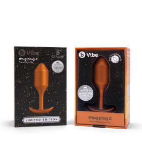 Анальная пробка с утяжелением размер M, B-Vibe Snug Plug 2, оранжевая, 10.5 х 3 см - No Taboo