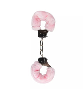 Наручники металлические Easytoys, с плюшевыми манжетами, розового цвета - No Taboo