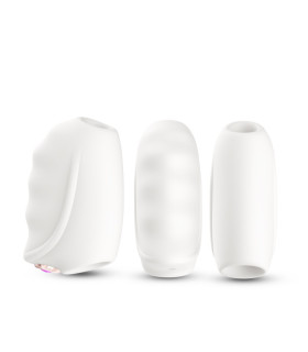 Мастурбатор нереалистичный с вибрацией, белый, 11.5 х 8 см - No Taboo