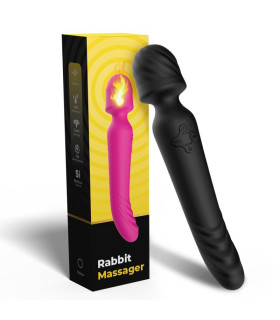 Двусторонний вибратор с подогревом Mission черный, 22.6 х 4.7 см - No Taboo