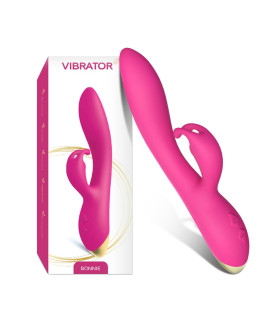 Вибратор-кролик с усиками на клиторальном отростке Bonnie розовый, 22.2 х 3.5 см - No Taboo