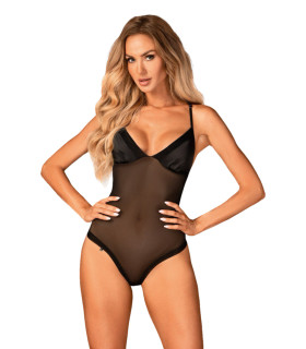 Эротическое боди Obsessive Alifini, L/XL, полупрозрачное, с имитацией крыльев, черное - No Taboo