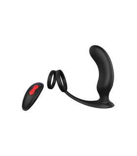 Масажер простати з петлею на мошонку Dream Toys чорний, 13.4 х 4.5 см - No Taboo