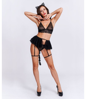 Костюм сексуальной кошки , кружевной, 5 предметов, S/M - No Taboo